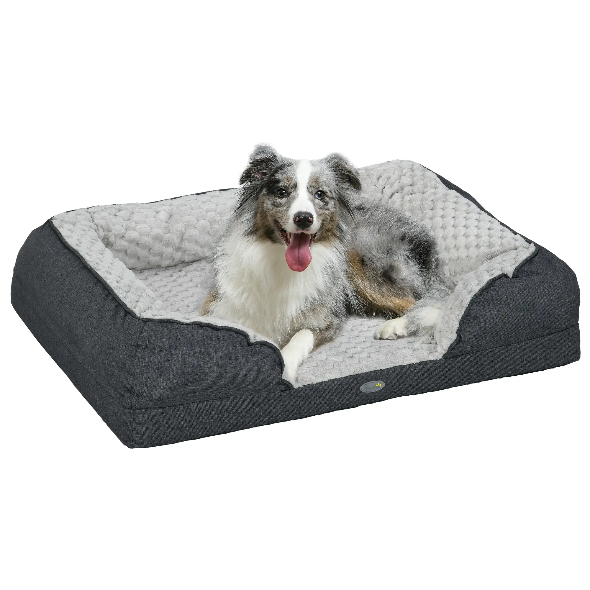 PetHat Lettino per Cani Taglia Media Imbottito con Cuscino Rimovibile Lavabile, 90x69x21cm, Grigio Carbone